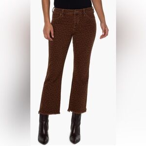NWOT Brown Leopard Print Women's Jeans | Liverpool Hannah frayed crop flare
